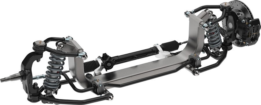 Weld-in front crossmember with Street Machine suspension and brakes
